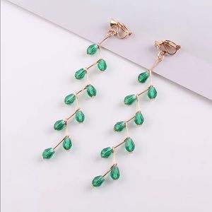 Green earrings push back and clip on earrings, bride jewelry
